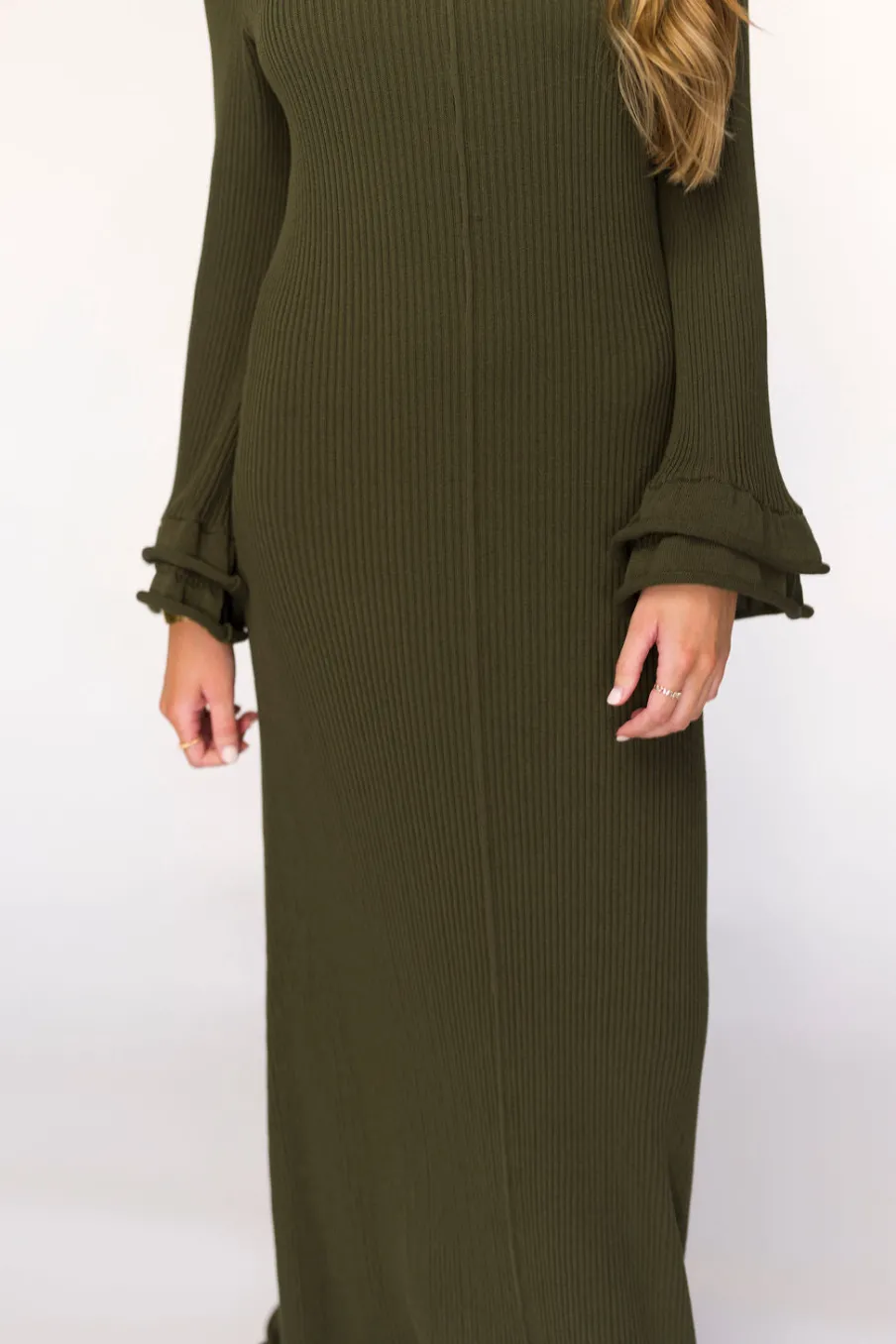 Online Worth Collective Arlet Dress in Olive - Bump Friendly