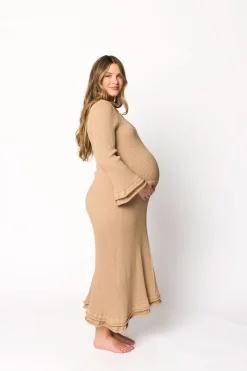 Outlet Worth Collective Arlet Dress in Taupe - Bump Friendly