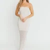 Hot Worth Collective Arya Crochet Bottom Midi Dress in Cream