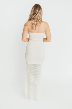 Hot Worth Collective Arya Crochet Bottom Midi Dress in Cream