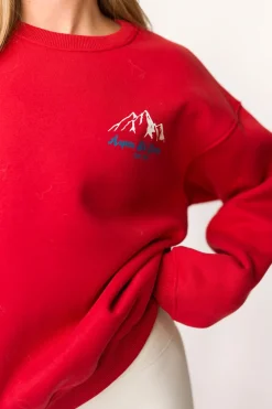 Sale Worth Collective Aspen Ski Camp Sweatshirt in Cherry