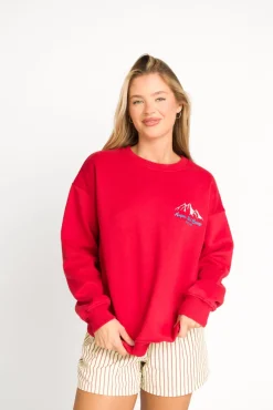 Sale Worth Collective Aspen Ski Camp Sweatshirt in Cherry