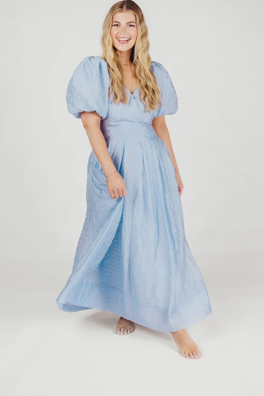 Clearance Worth Collective ASTR Linette Jacquard Midi Dress in Blue