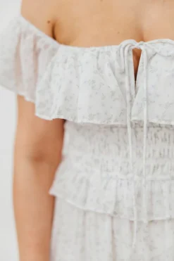Outlet Worth Collective Astrid Ruffle Detail Maxi Dress in Lavender Floral *FULLY LINED* - Bum