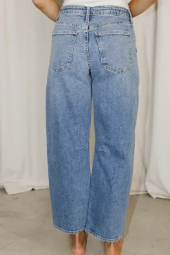 New Worth Collective Ayla Utility Barrel Jean in Medium Wash Denim