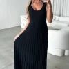 Hot Worth Collective Bailey Ribbed Knit Maxi Dress in Black