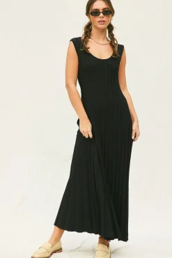 Hot Worth Collective Bailey Ribbed Knit Maxi Dress in Black