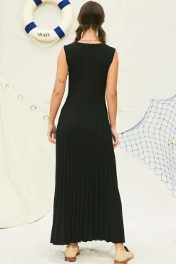 Hot Worth Collective Bailey Ribbed Knit Maxi Dress in Black