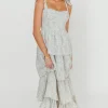 Outlet Worth Collective Bailey Ruffle Tiered Maxi Dress in Blue Floral