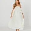 Clearance Worth Collective Becca Tube Neck Spaghetti Strap Maxi Dress in Cream - Bump Friendly