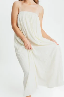 Clearance Worth Collective Becca Tube Neck Spaghetti Strap Maxi Dress in Cream - Bump Friendly