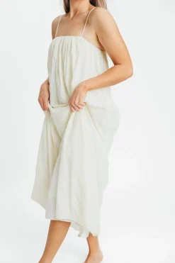 Clearance Worth Collective Becca Tube Neck Spaghetti Strap Maxi Dress in Cream - Bump Friendly