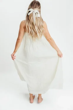 Clearance Worth Collective Becca Tube Neck Spaghetti Strap Maxi Dress in Cream - Bump Friendly