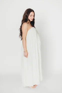 Clearance Worth Collective Becca Tube Neck Spaghetti Strap Maxi Dress in Cream - Bump Friendly