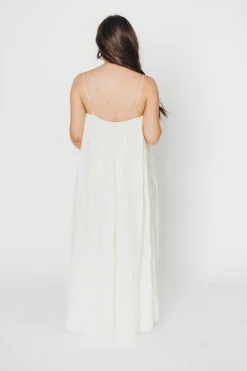 Clearance Worth Collective Becca Tube Neck Spaghetti Strap Maxi Dress in Cream - Bump Friendly
