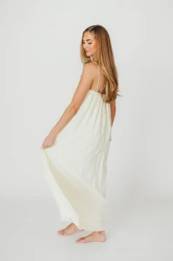 Clearance Worth Collective Becca Tube Neck Spaghetti Strap Maxi Dress in Cream - Bump Friendly