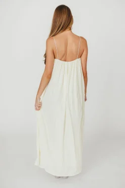 Clearance Worth Collective Becca Tube Neck Spaghetti Strap Maxi Dress in Cream - Bump Friendly