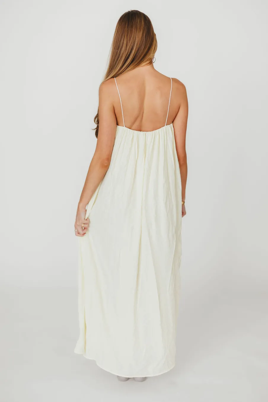 Clearance Worth Collective Becca Tube Neck Spaghetti Strap Maxi Dress in Cream - Bump Friendly