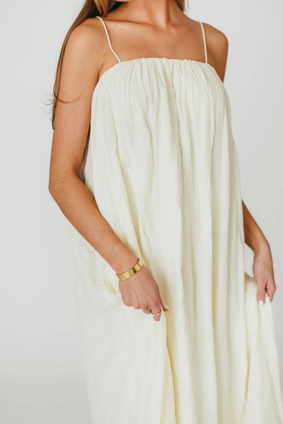 Clearance Worth Collective Becca Tube Neck Spaghetti Strap Maxi Dress in Cream - Bump Friendly