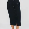 Discount Worth Collective Better Days Button-Down Midi Cargo Skirt in Black