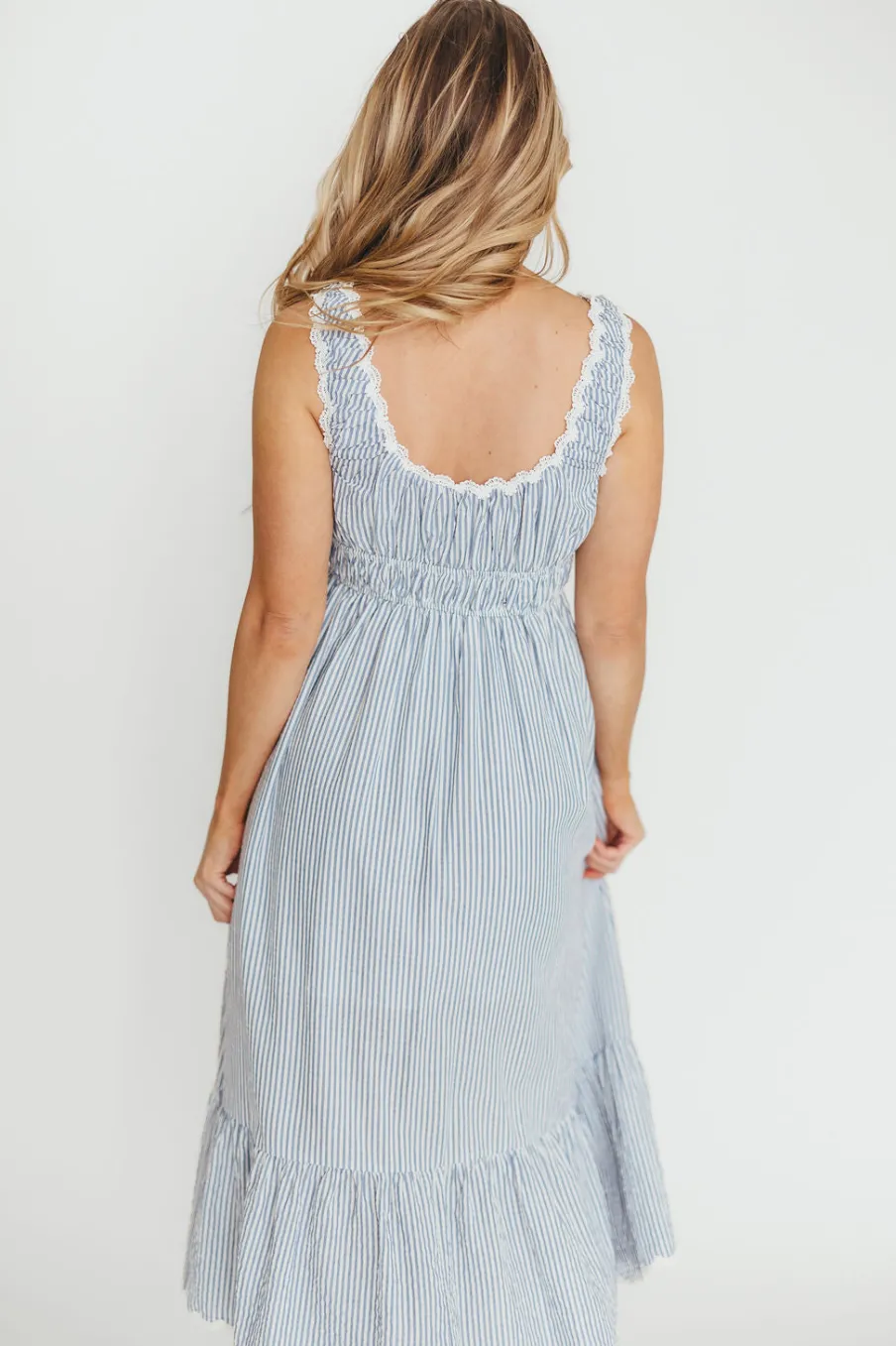 Fashion Worth Collective Beverly 100% Cotton Dress in Blue Stripe