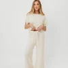 Discount Worth Collective Braunwyn Tie-Back Knitted Top and Pants Set in Cream