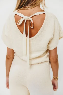 Discount Worth Collective Braunwyn Tie-Back Knitted Top and Pants Set in Cream