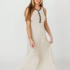 Sale Worth Collective Brianne Button Down Ribbed Knit Maxi Dress in Taupe/Black