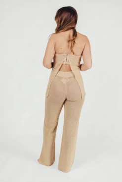 Fashion Worth Collective Brielle Crochet Knit Pant in Sand (No Lining)