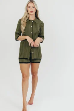 Online Worth Collective Brooke Ribbed Knit Top and Short Set in Green - Nursing Friendly