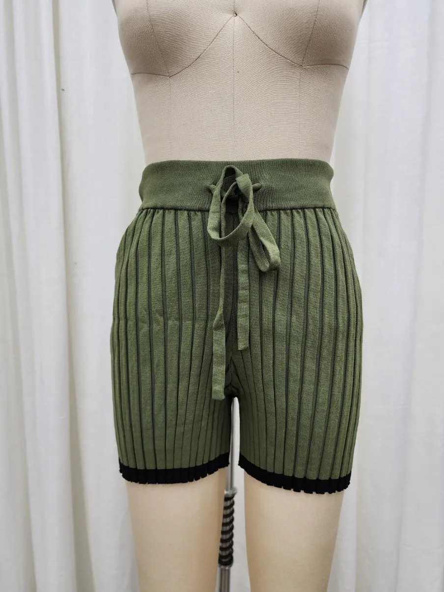 Online Worth Collective Brooke Ribbed Knit Top and Short Set in Green - Nursing Friendly
