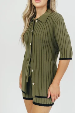 Online Worth Collective Brooke Ribbed Knit Top and Short Set in Green - Nursing Friendly