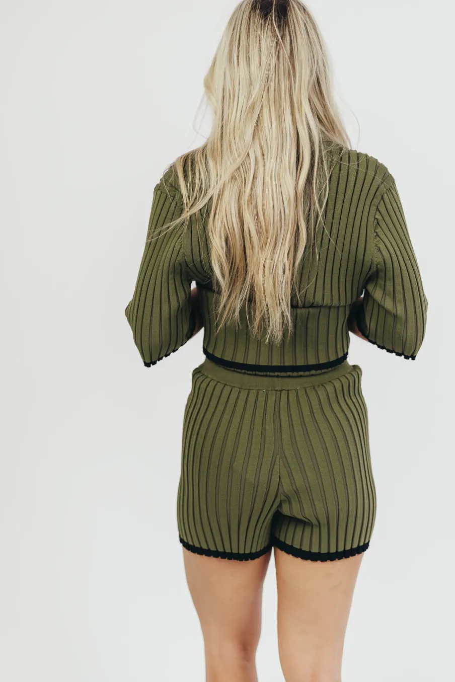 Online Worth Collective Brooke Ribbed Knit Top and Short Set in Green - Nursing Friendly