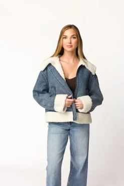 Clearance Worth Collective Caitlyn Sherpa and Denim Jacket