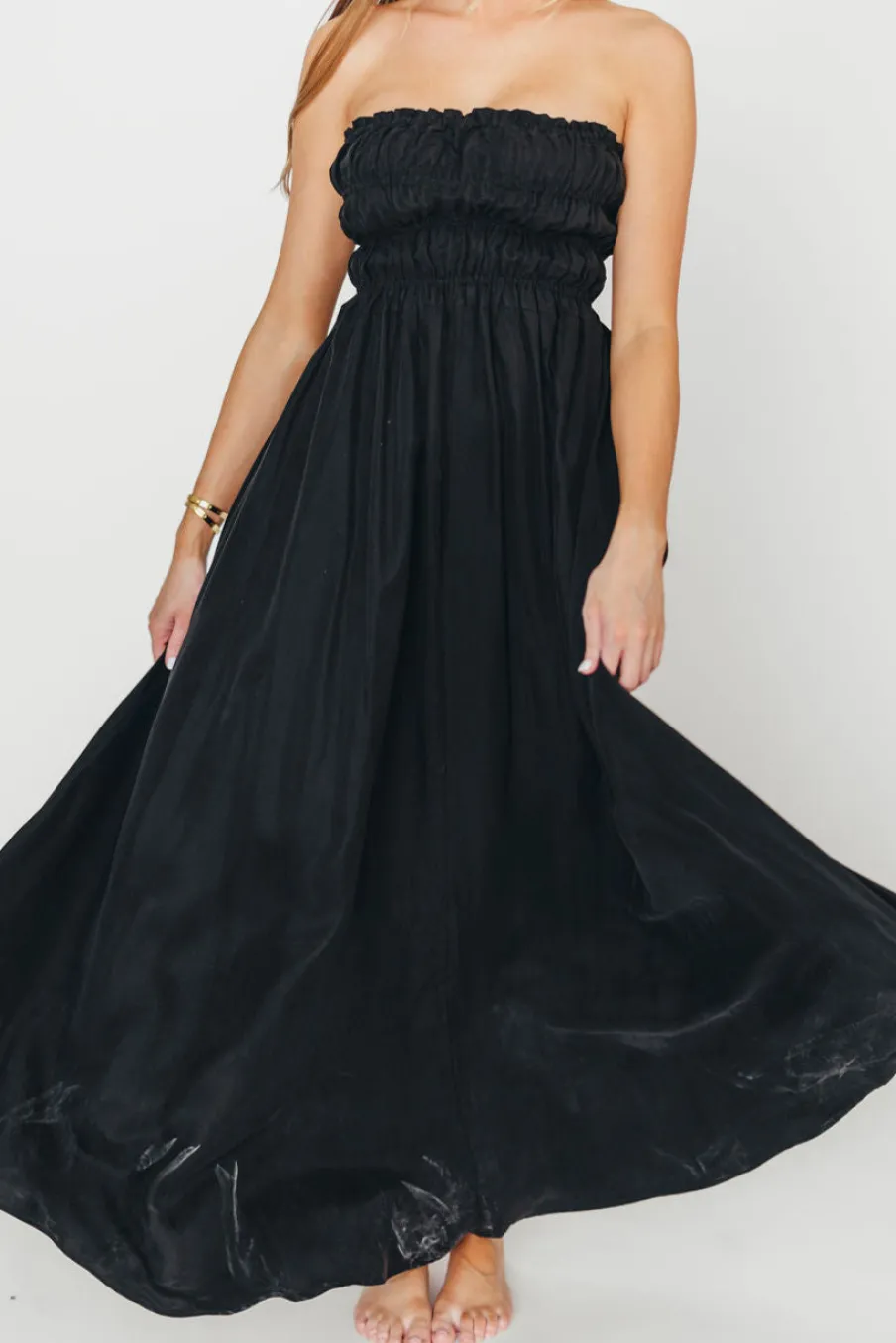 New Worth Collective Caitlyn Woven Maxi Dress in Black