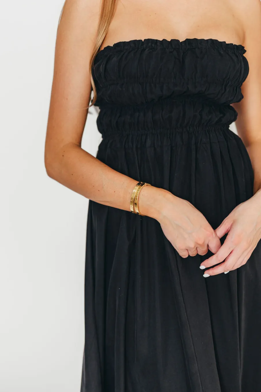 New Worth Collective Caitlyn Woven Maxi Dress in Black