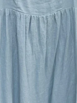 Fashion Worth Collective Candace Maxi Dress in Light Blue - 100% Linen - Bump Friendly (Low Sto
