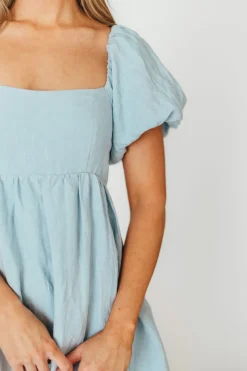 Fashion Worth Collective Candace Maxi Dress in Light Blue - 100% Linen - Bump Friendly (Low Sto