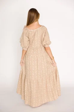 Discount Worth Collective Cara 100% Cotton Maxi Dress in Mocha - Bump Friendly (XS-XL)