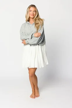 Online Worth Collective Caroline Hoodie/Babydoll Mini Dress in Heather Grey/Off-White