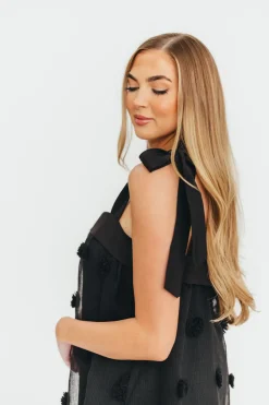 Online Worth Collective Catalina Blossom Embroidery Tie Strap Midi Dress in Black