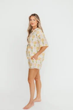 Hot Worth Collective Catarina 100% Cotton Shirt & Shorts Set in Floral