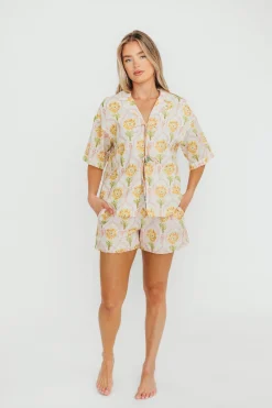 Hot Worth Collective Catarina 100% Cotton Shirt & Shorts Set in Floral