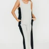 Sale Worth Collective Chase Linen Contrast Side Jumpsuit in Natural/Black