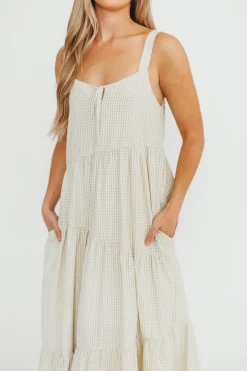 Discount Worth Collective Chesney Midi Dress in Taupe/Cream