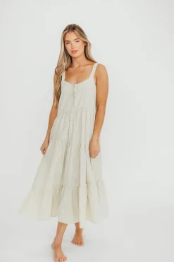 Discount Worth Collective Chesney Midi Dress in Taupe/Cream