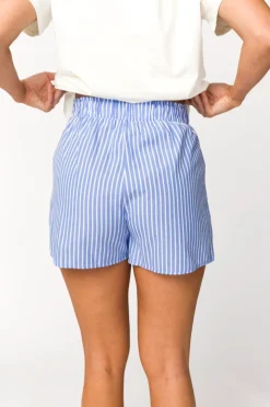 Outlet Worth Collective Christi 100% Cotton Shorts in Blue/White