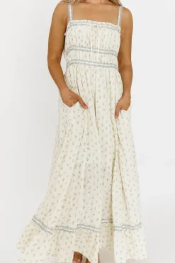 Sale Worth Collective Cindy Floral Lace Contrast Maxi Dress in French Blue
