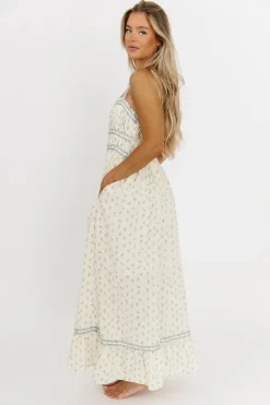 Sale Worth Collective Cindy Floral Lace Contrast Maxi Dress in French Blue