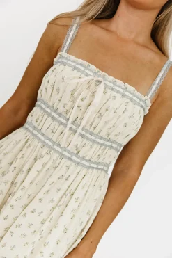 Sale Worth Collective Cindy Floral Lace Contrast Maxi Dress in French Blue